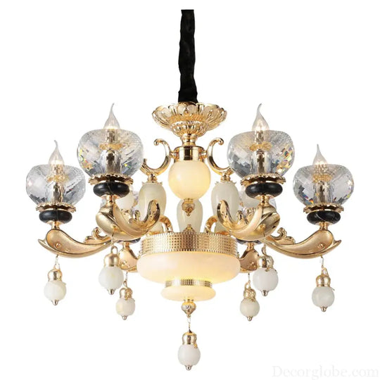 Natural Crystal Copper Pendant Chandelier for Duplex Villa Interiors chandelier