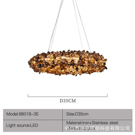 Natural Crystal Chandelier for Modern Living Spaces D35cm