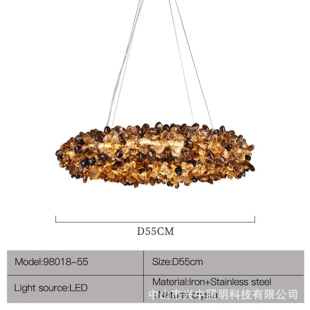 Natural Crystal Chandelier for Modern Living Spaces D55cm