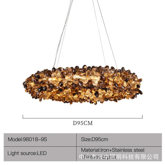 Natural Crystal Chandelier for Modern Living Spaces D95cm