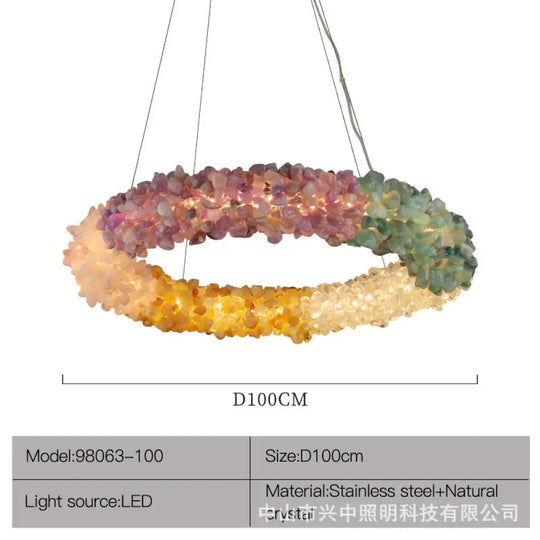 Natural Crystal Rough Stone Chandelier for Living &amp; Dining Rooms D100cm