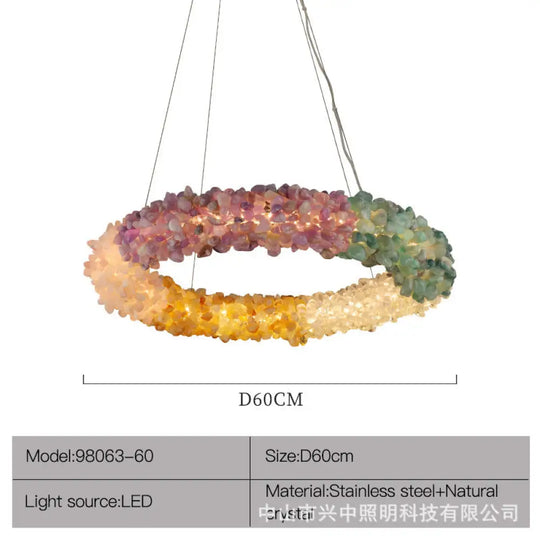 Natural Crystal Rough Stone Chandelier for Living &amp; Dining Rooms D60cm