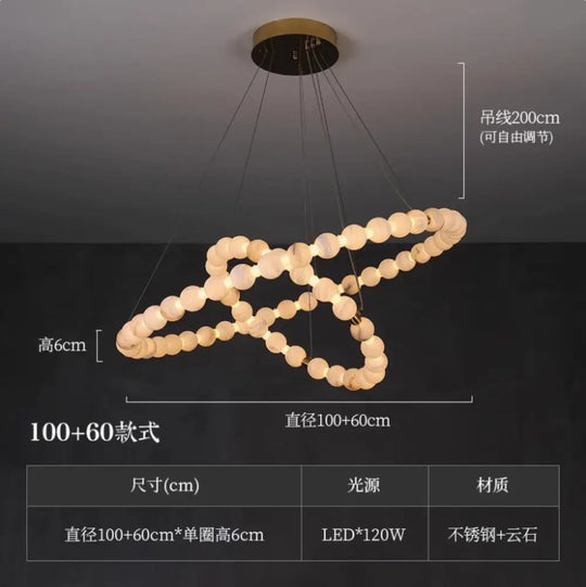 New Chinese Style High-End Marble Chandelier Living Room Chandelier High-End Light Luxury Modern Simple Villa