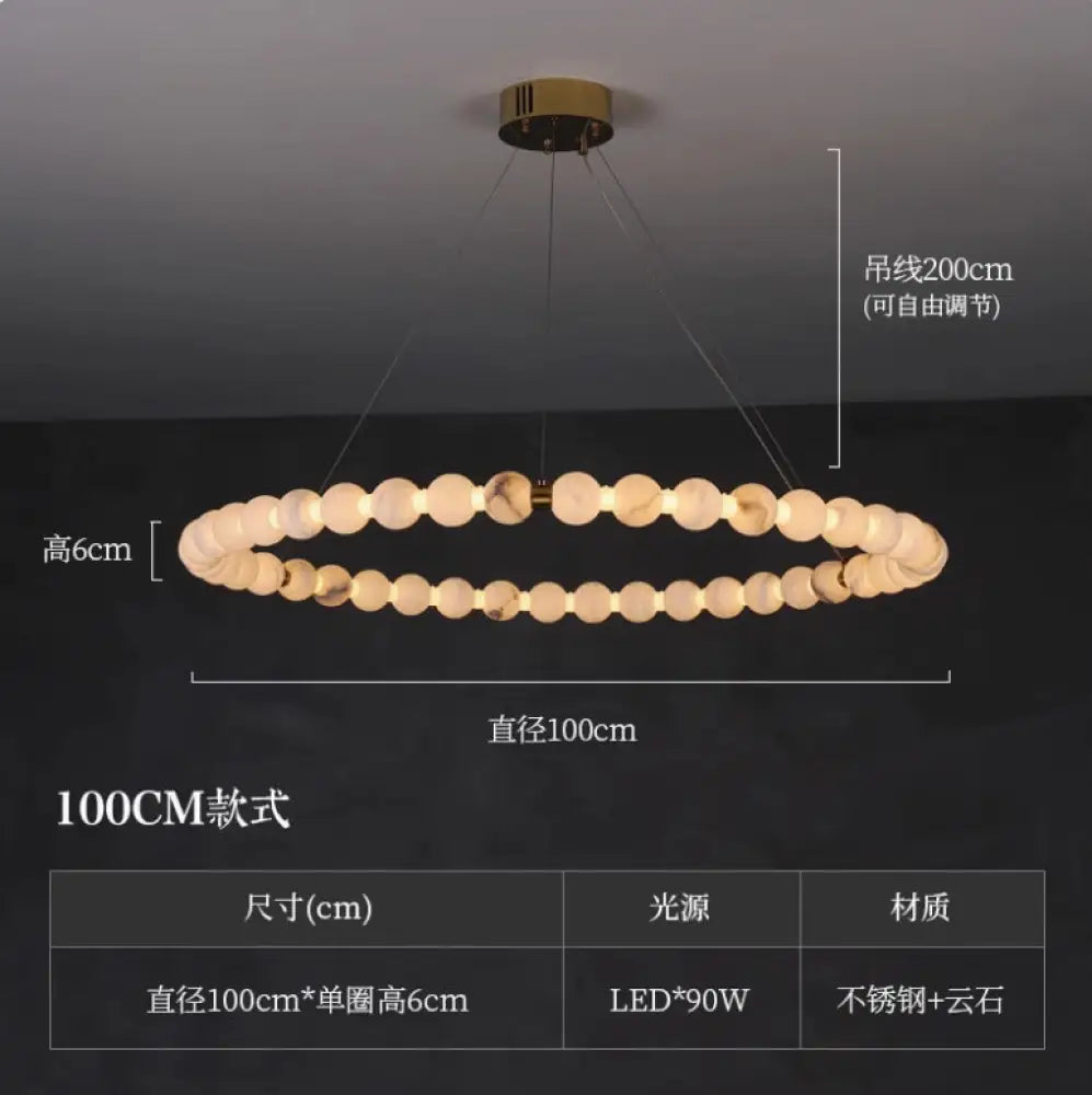 New Chinese Style High-End Marble Chandelier Living Room Chandelier High-End Light Luxury Modern Simple Villa