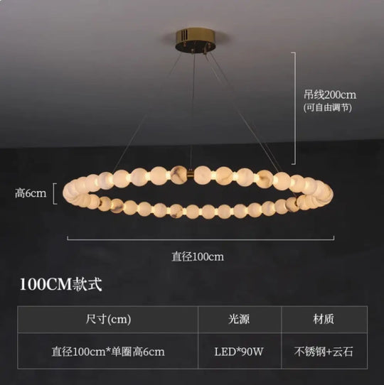 New Chinese Style High-End Marble Chandelier Living Room Chandelier High-End Light Luxury Modern Simple Villa