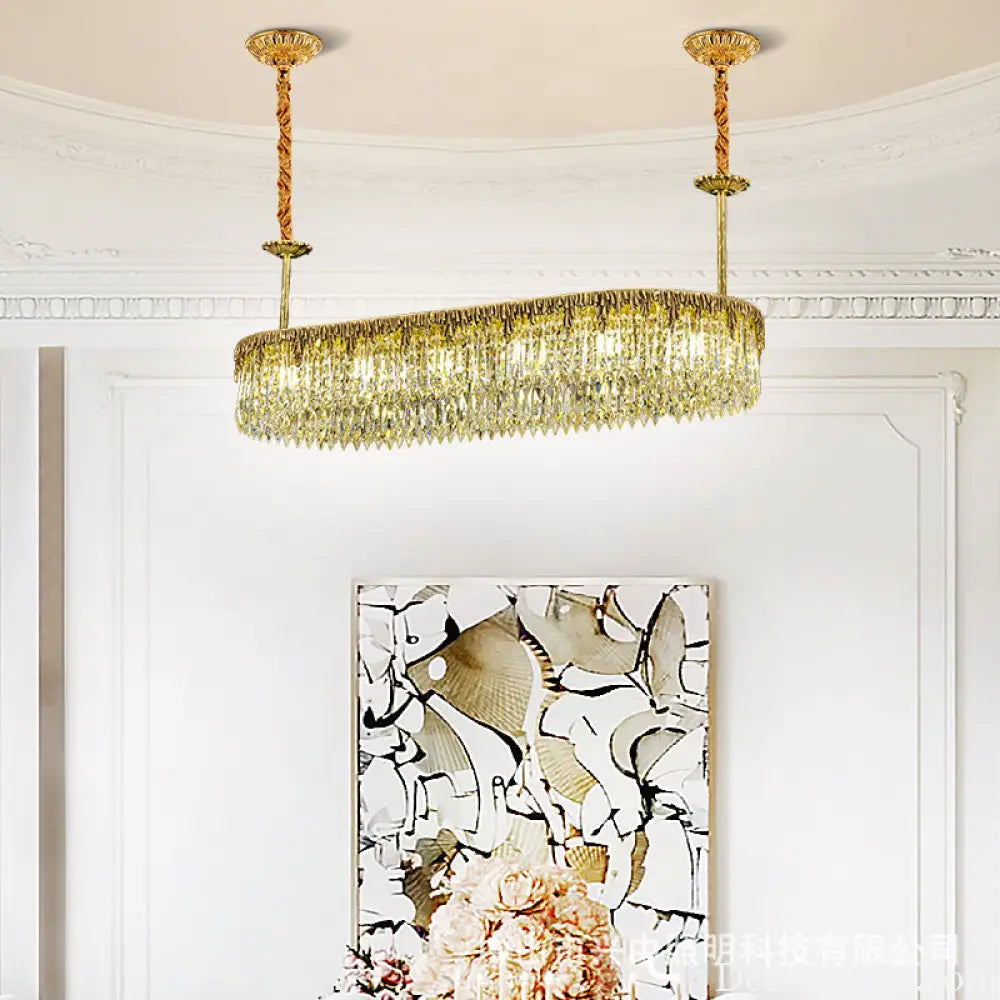 Nevaeh French All-Copper Light Luxury Crystal Linear Chandelier Chandelier