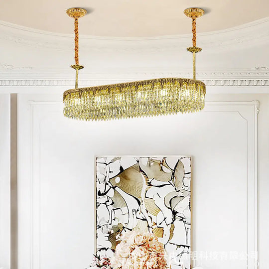 Nevaeh French All-Copper Light Luxury Crystal Linear Chandelier Chandelier