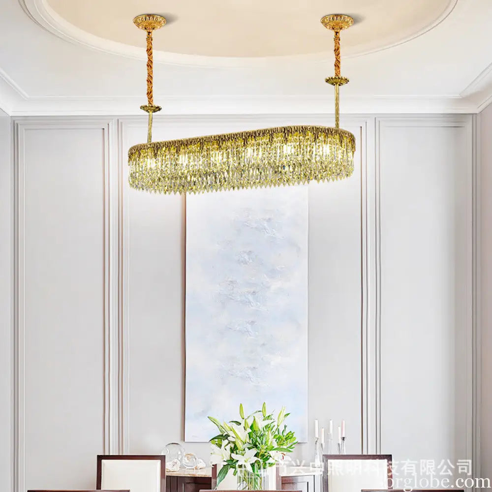 Nevaeh French All-Copper Light Luxury Crystal Linear Chandelier Chandelier