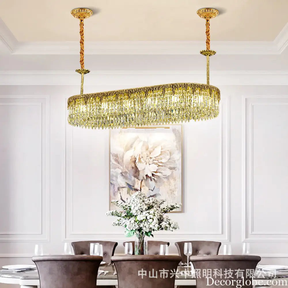 Nevaeh French All-Copper Light Luxury Crystal Linear Chandelier Chandelier
