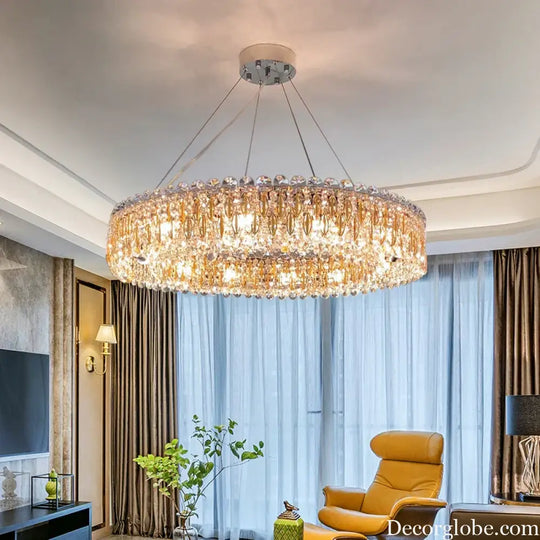 New Light Luxury K9 Crystal Chandelier - Chrome Elegance for Living, Dining, and Bedrooms - DecorGlobe
