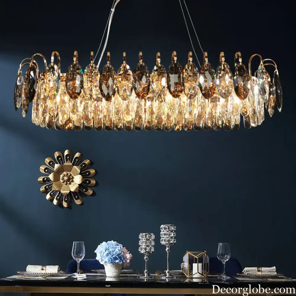 New Modern Crystal Chandelier - Luxurious Home Decor Lighting in Round Gold Design with LED Illumination - DecorGlobe