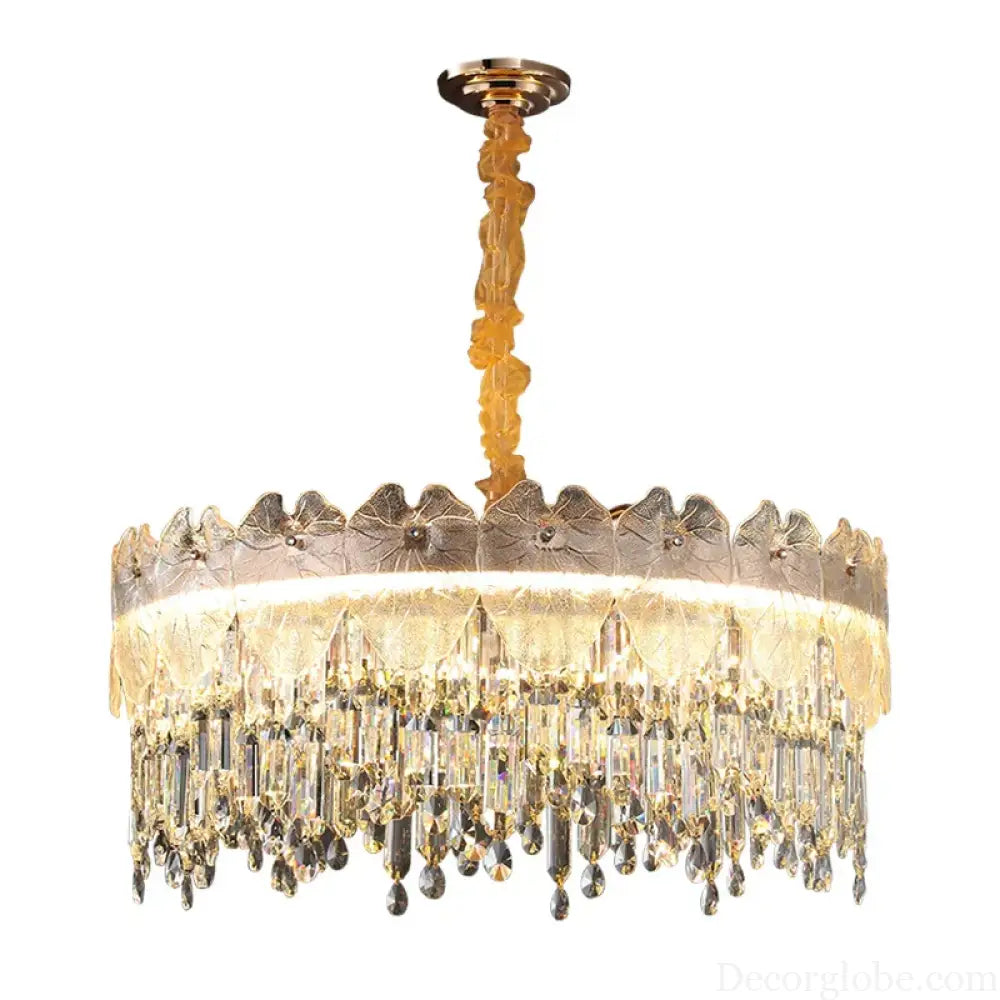 New Modern LED Pendant Lamp - Gold Luxury Round Crystal Ceiling Chandelier for Living Rooms, Bedrooms, Dining Rooms, and Kitchens - DecorGlobe