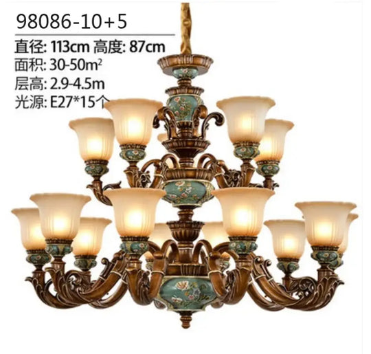 New European Vintage Resin Chandelier - Create a Luxurious Atmosphere in Your Villa, Restaurant, or Bedroom - DecorGlobe