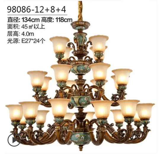 New European Vintage Resin Chandelier - Create a Luxurious Atmosphere in Your Villa, Restaurant, or Bedroom - DecorGlobe