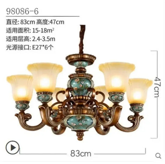 New European Vintage Resin Chandelier - Create a Luxurious Atmosphere in Your Villa, Restaurant, or Bedroom - DecorGlobe