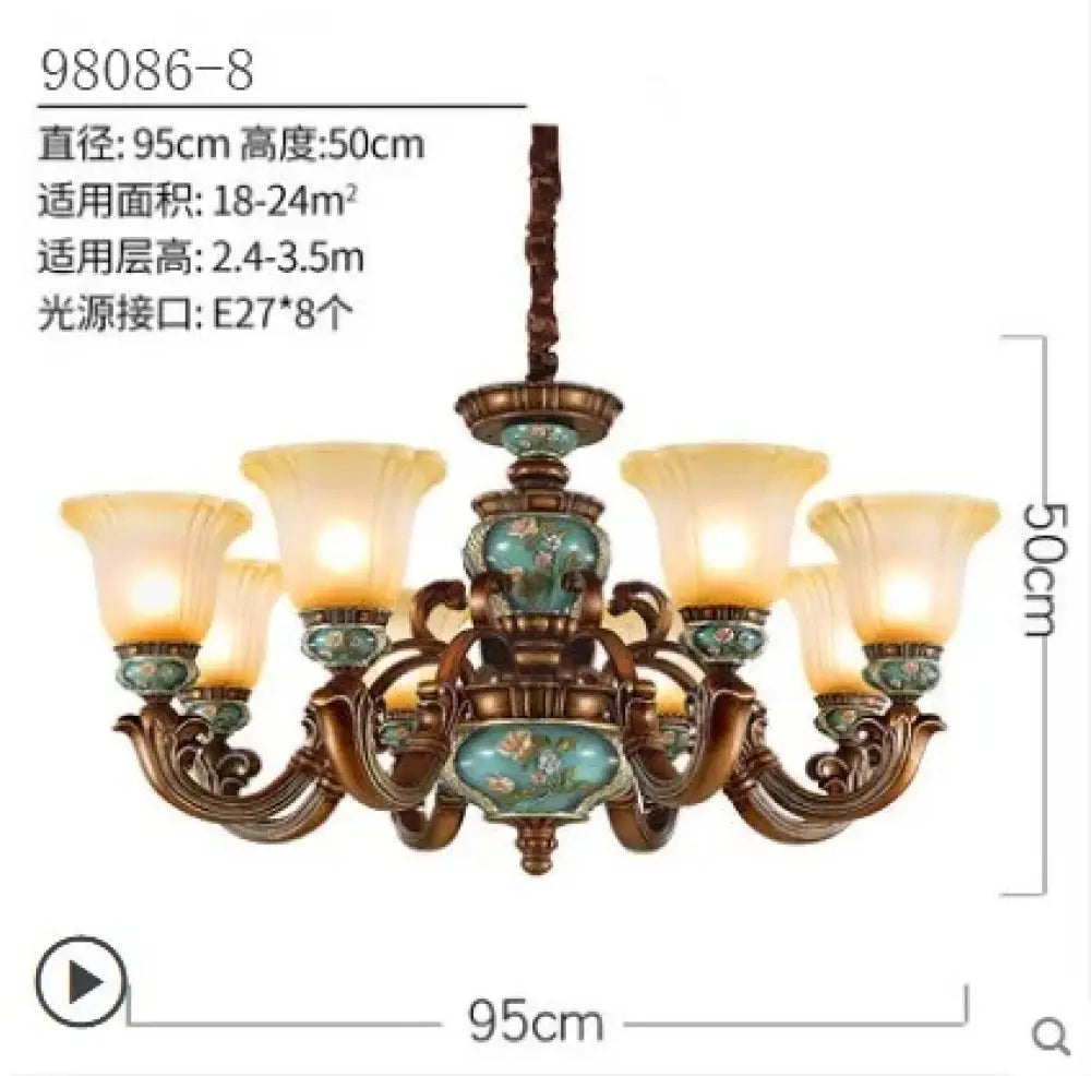 New European Vintage Resin Chandelier - Create a Luxurious Atmosphere in Your Villa, Restaurant, or Bedroom - DecorGlobe
