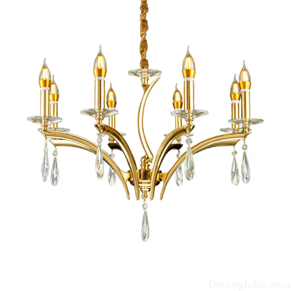 French Crystal Copper Branch Chandelier for Living Room