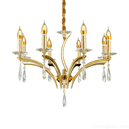 French Crystal Copper Branch Chandelier for Living Room