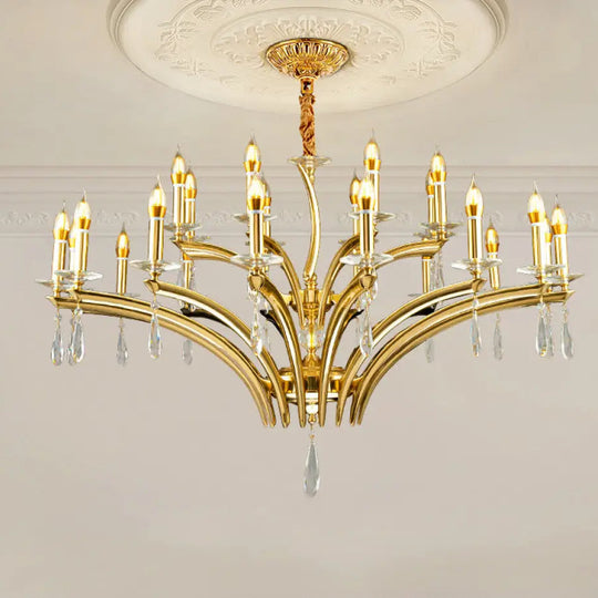 French Crystal Copper Branch Chandelier for Living Room