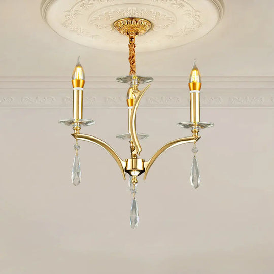 French Crystal Copper Branch Chandelier for Living Room