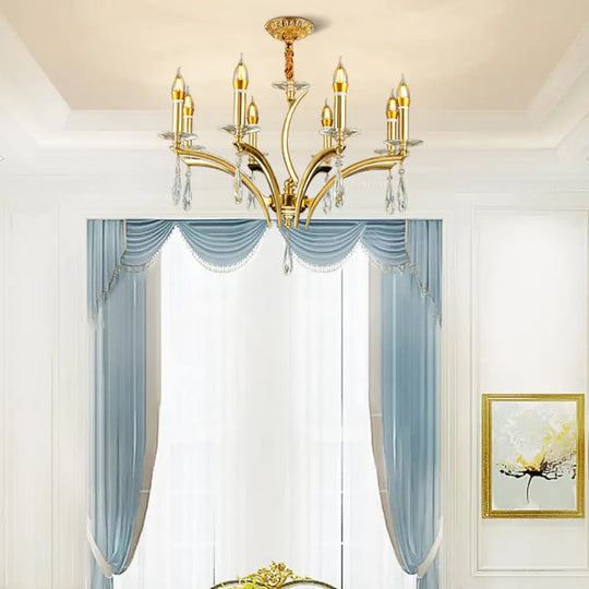 French Crystal Copper Branch Chandelier for Living Room