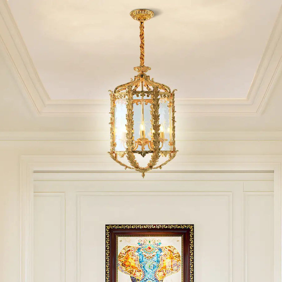 French Vintage Crystal Copper Chandelier for Small Spaces