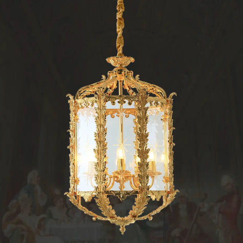 French Vintage Crystal Copper Chandelier for Small Spaces