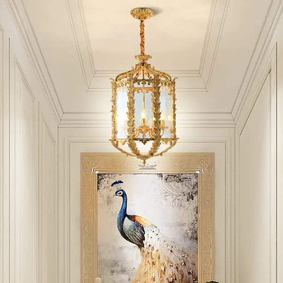 French Vintage Crystal Copper Chandelier for Small Spaces