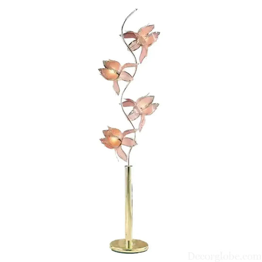 Élodie Modern Lotus LED Floor Lamp E26 Pink Glass Flower