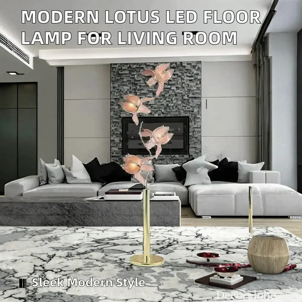 Élodie Modern Lotus LED Floor Lamp E26 Pink Glass Flower