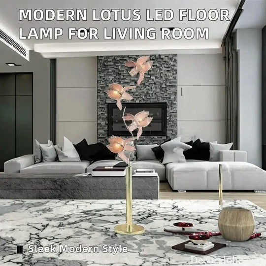 Élodie Modern Lotus LED Floor Lamp E26 Pink Glass Flower