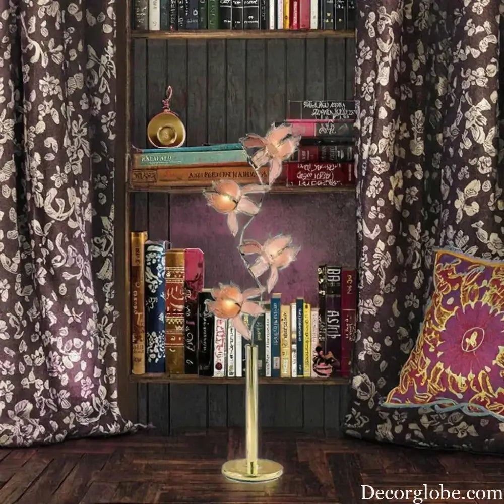 Élodie Modern Lotus LED Floor Lamp E26 Pink Glass Flower