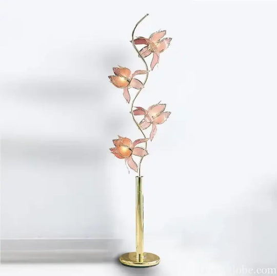 Élodie Modern Lotus LED Floor Lamp E26 Pink Glass Flower