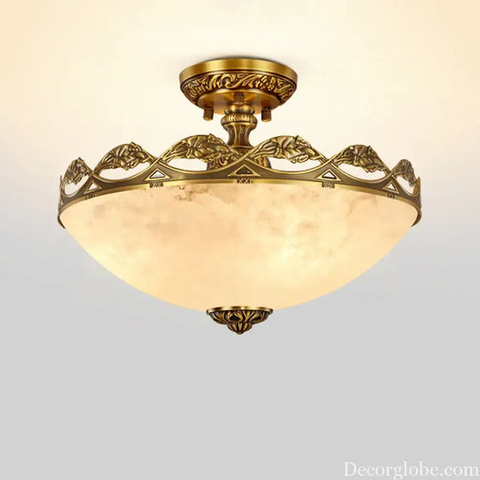 European Marble Pocket-Type Light D40Cm Dining Room Living Room Droplight Brass Villa Entrance Hall Led Ceiling Pendant