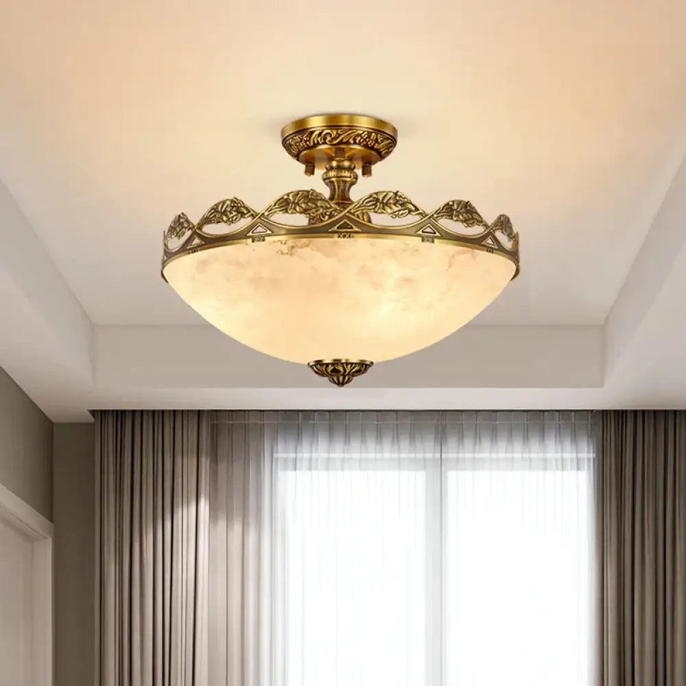 European Marble Pocket-Type Light D40Cm Dining Room Living Room Droplight Brass Villa Entrance Hall Led Ceiling Pendant
