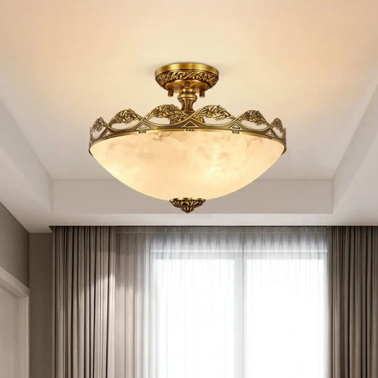 European Marble Pocket-Type Light D40Cm Dining Room Living Room Droplight Brass Villa Entrance Hall Led Ceiling Pendant