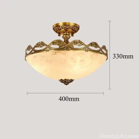 European Marble Pocket-Type Light D40Cm Dining Room Living Room Droplight Brass Villa Entrance Hall Led Ceiling Pendant