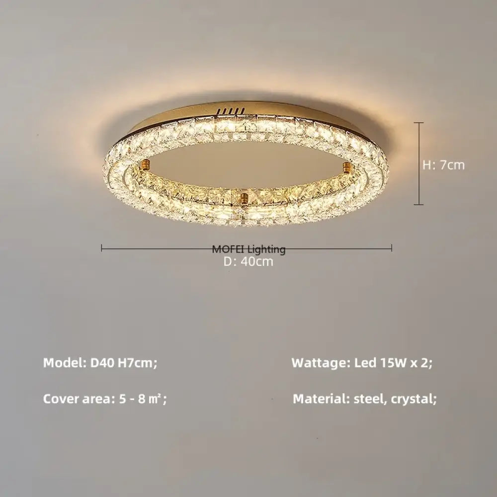 Modern Luxury LED Dimmable Crystal Round Chandelier Stainless Steel Ceiling Light Foyer Indoor Home Decor Lighting