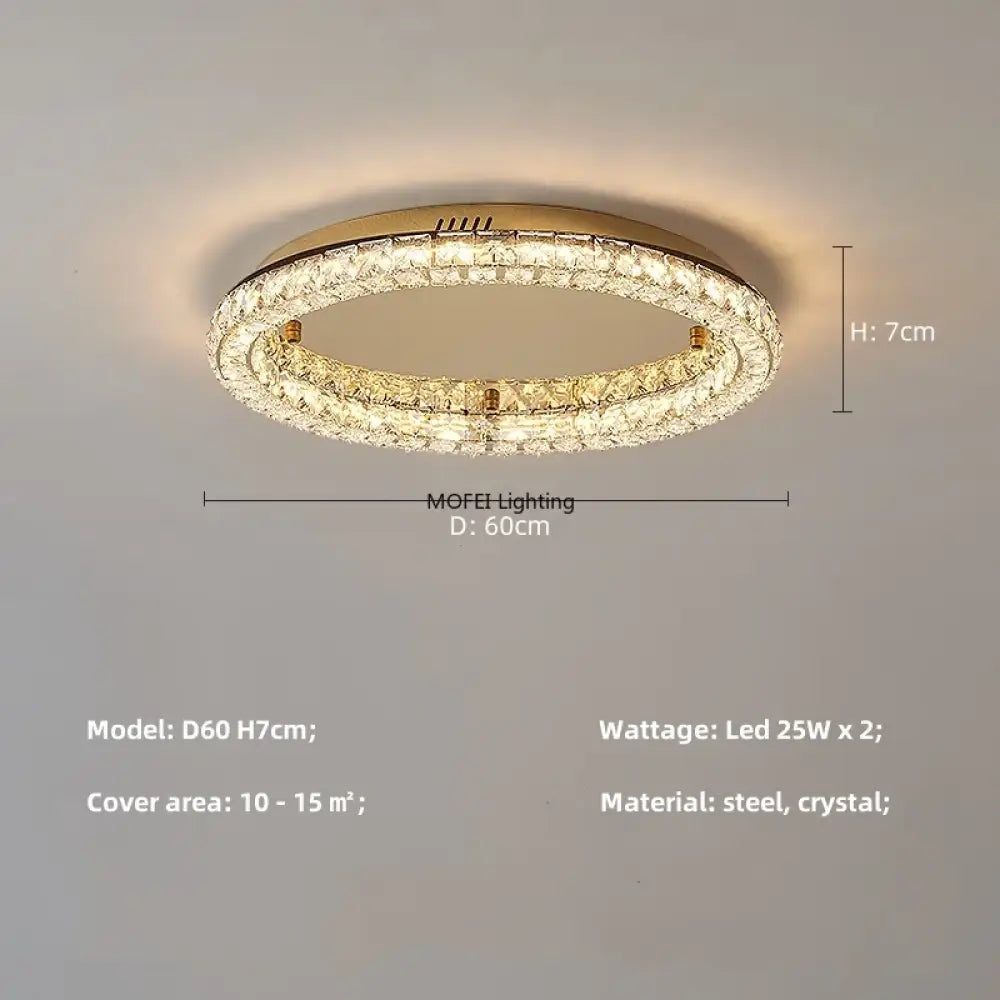 Modern Luxury LED Dimmable Crystal Round Chandelier Stainless Steel Ceiling Light Foyer Indoor Home Decor Lighting