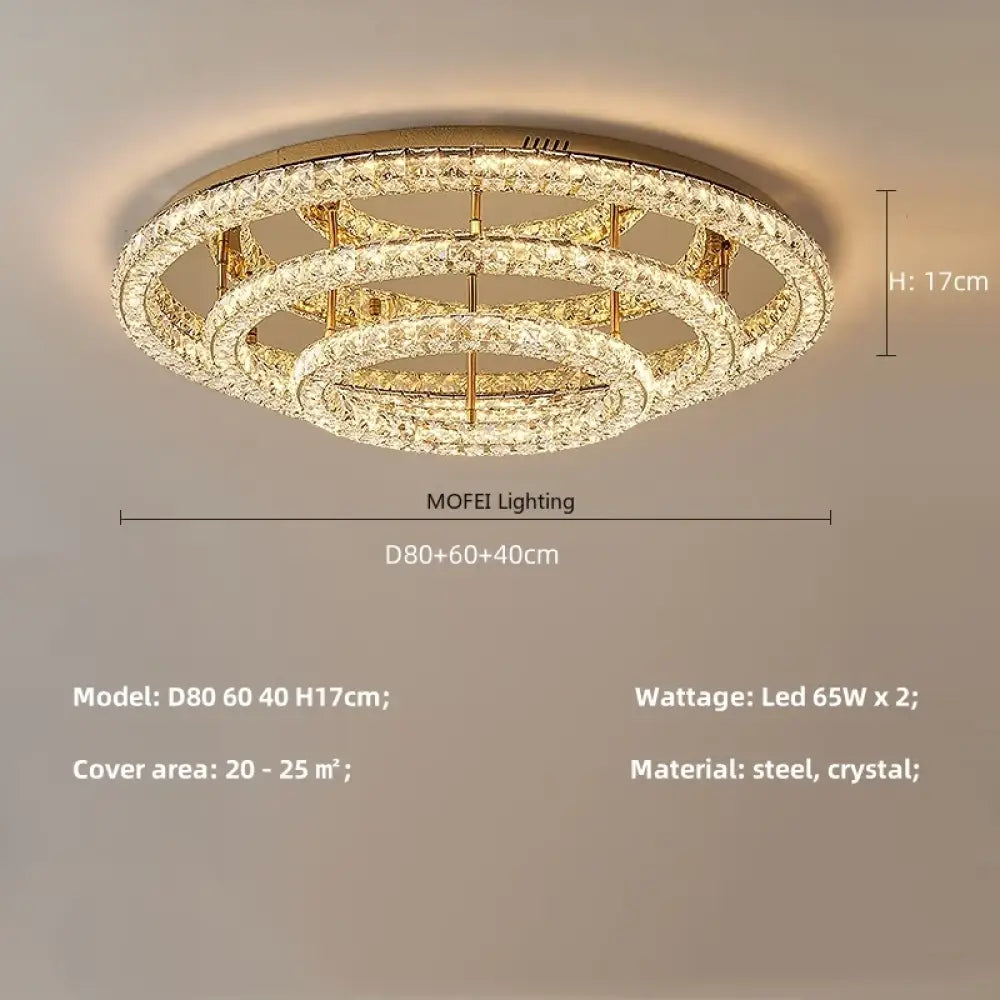 Modern Luxury LED Dimmable Crystal Round Chandelier Stainless Steel Ceiling Light Foyer Indoor Home Decor Lighting