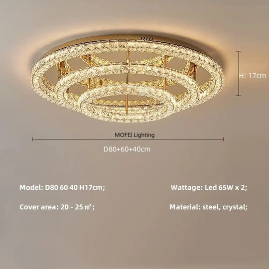 Modern Luxury LED Dimmable Crystal Round Chandelier Stainless Steel Ceiling Light Foyer Indoor Home Decor Lighting