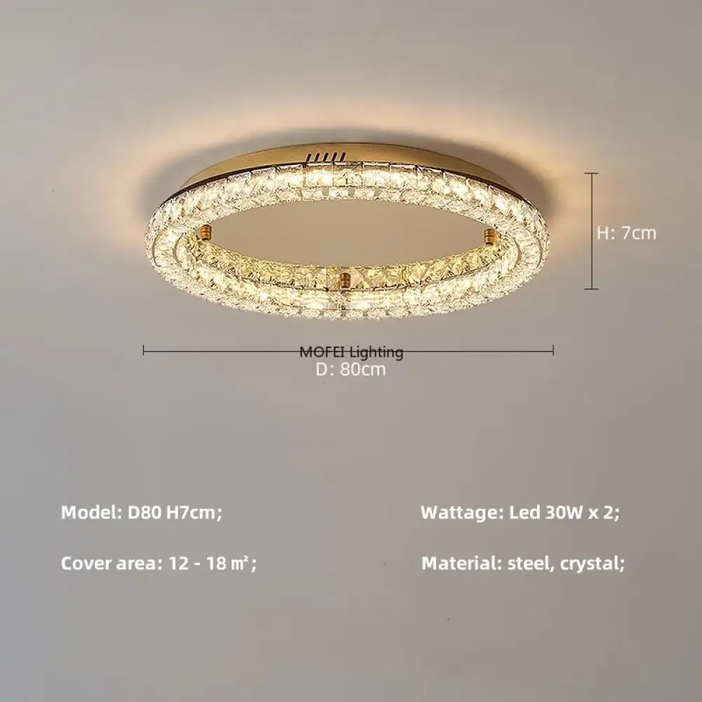 Modern Luxury LED Dimmable Crystal Round Chandelier Stainless Steel Ceiling Light Foyer Indoor Home Decor Lighting