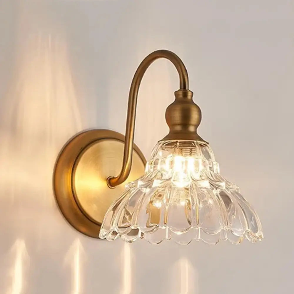 Vintage Crystal Glass Cover Golden Wall Light Bathroom Bedroom Bedlight Corridor Wall Light European Crystal Glass Wall