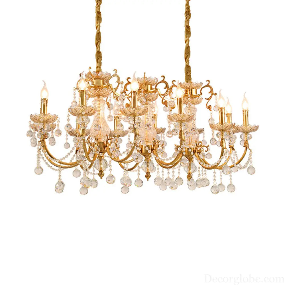 Nora European Luxury Crystal Copper Chandelier for Villa Diameter 126cm width 70cm height 89cm Chandelier