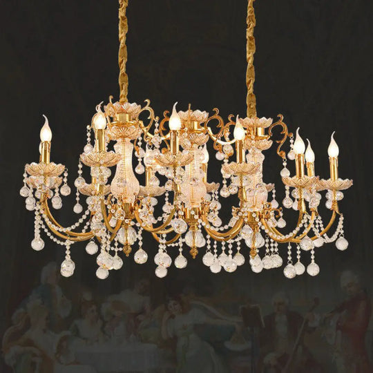 Nora European Luxury Crystal Copper Chandelier for Villa Diameter 126cm width 70cm height 89cm Chandelier