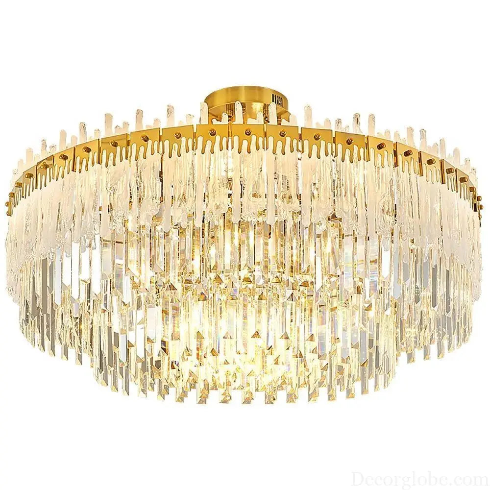Nordic Style Round Gold Crystal LED Chandelier – 16’’ Adjustable Cord Lighting > Ceiling lights > Chandeliers