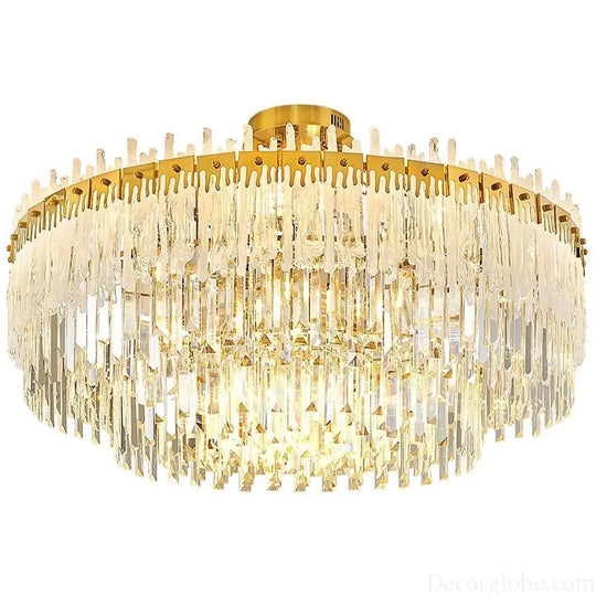 Nordic Style Round Gold Crystal LED Chandelier – 16’’ Adjustable Cord Lighting > Ceiling lights > Chandeliers