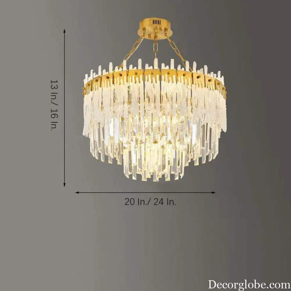 Nordic Style Round Gold Crystal LED Chandelier – 16’’ Adjustable Cord Lighting > Ceiling lights > Chandeliers