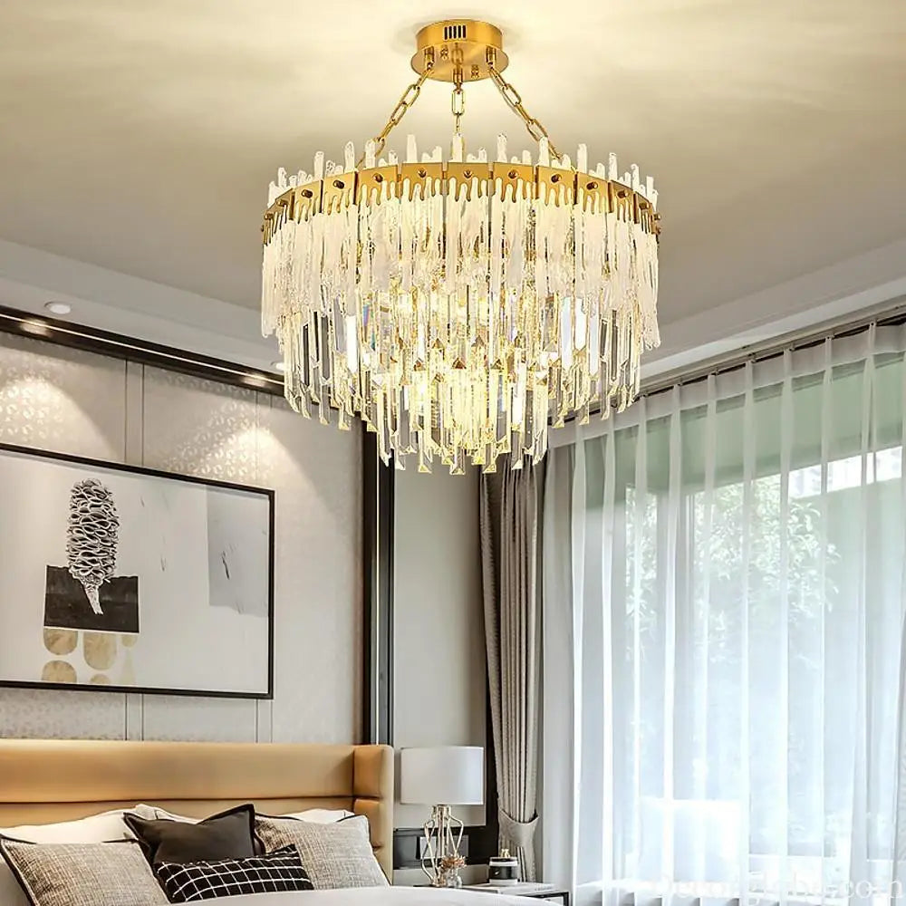 Nordic Style Round Gold Crystal LED Chandelier – 16’’ Adjustable Cord Lighting > Ceiling lights > Chandeliers