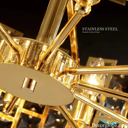 Nordic Golden Modern LED Ceiling chandelier Dining Room Decoration Lamp Square, Round Crystal Lamp - DecorGlobe